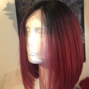 authentic faded black to red lace wig !